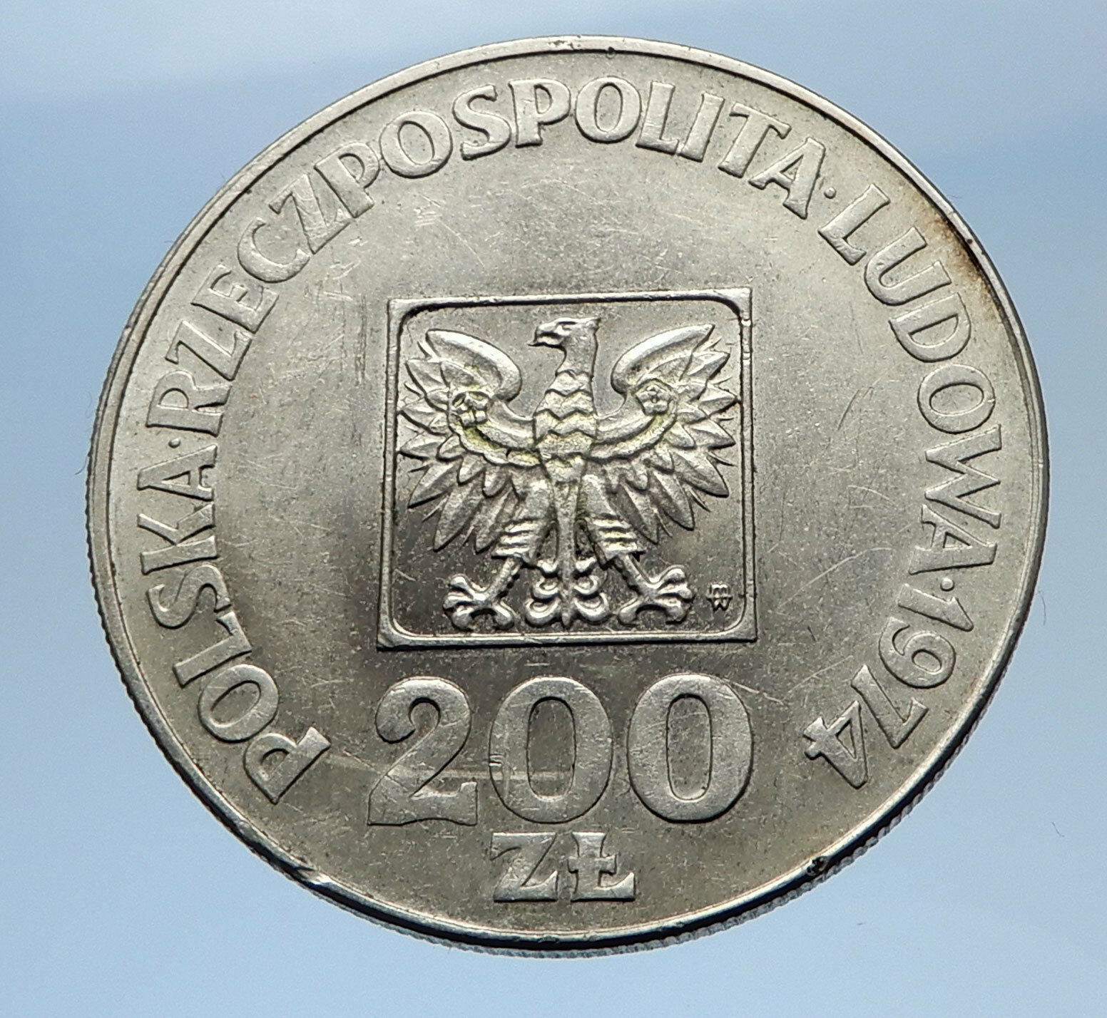 1974 Poland Silver 30th ANNIVERSARY Polish Peoples Republic Coin w Eagle i69617