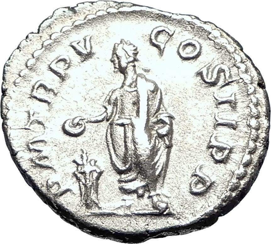 SEVERUS ALEXANDER sacrificing over altar 226AD Silver Ancient Roman Coin i73405