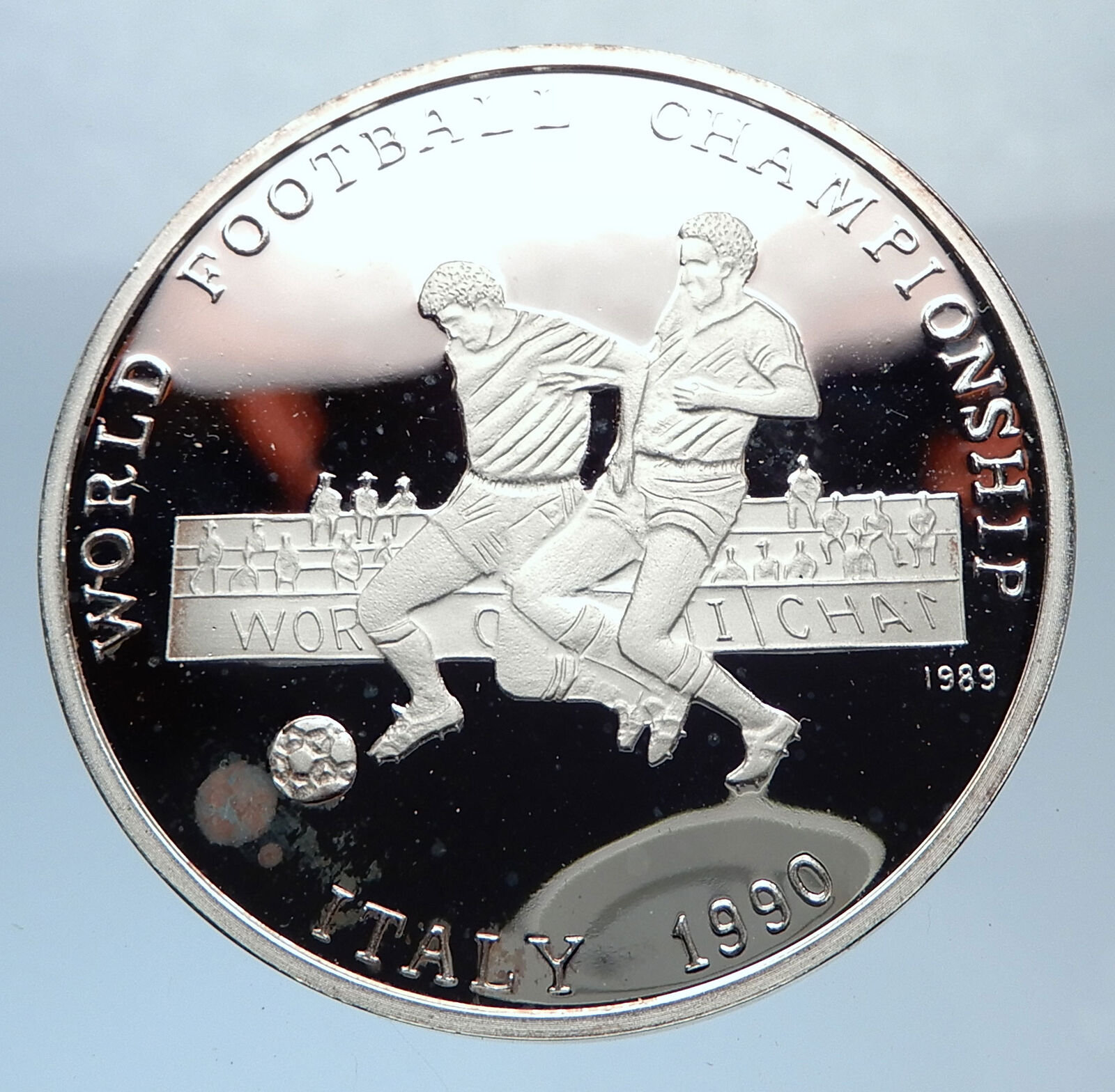 1989 PROOF Afghanistan 1990 Silver WORLD SOCCER 500 Afghanis Vintage Coin i71904