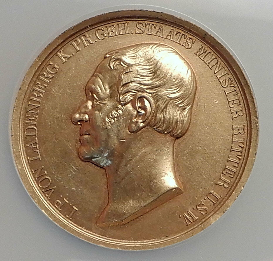 1839 GERMANY German STATES Prussia GILT Medal of VON LADENBERG NGC i73485