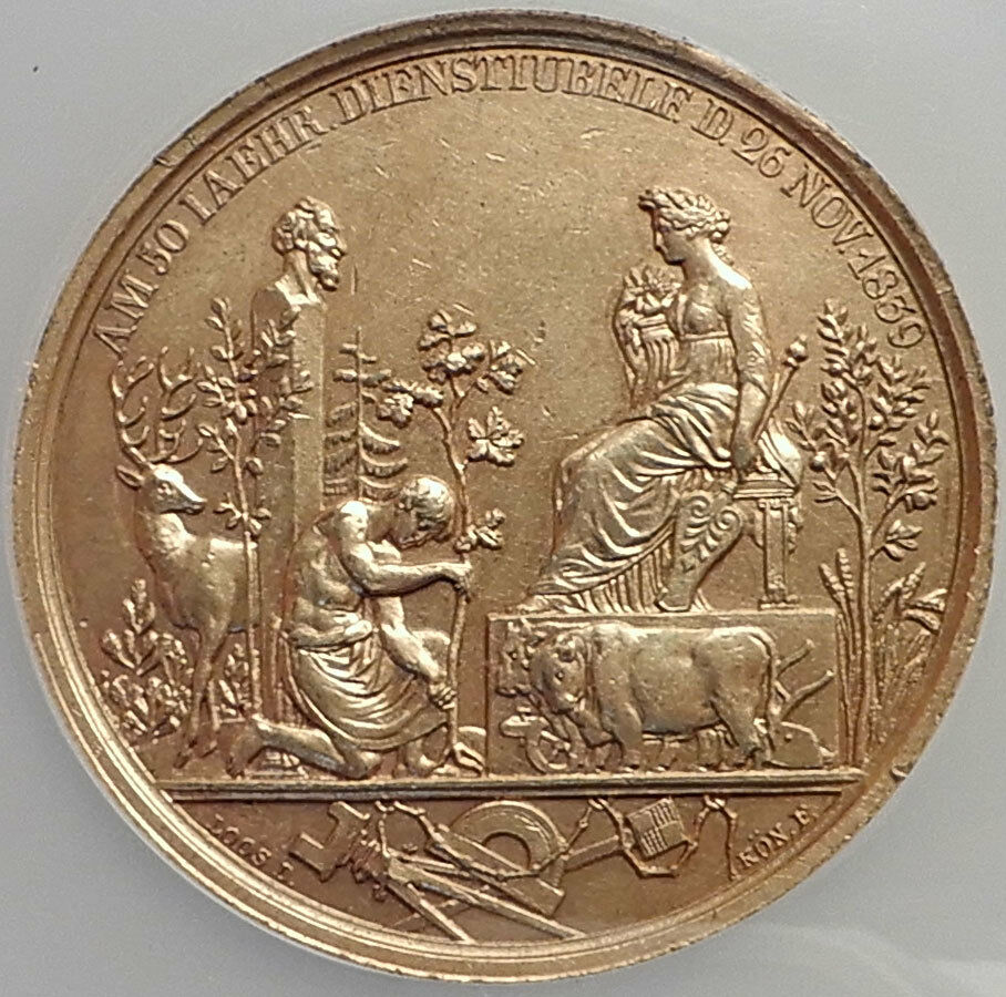 1839 GERMANY German STATES Prussia GILT Medal of VON LADENBERG NGC i73485