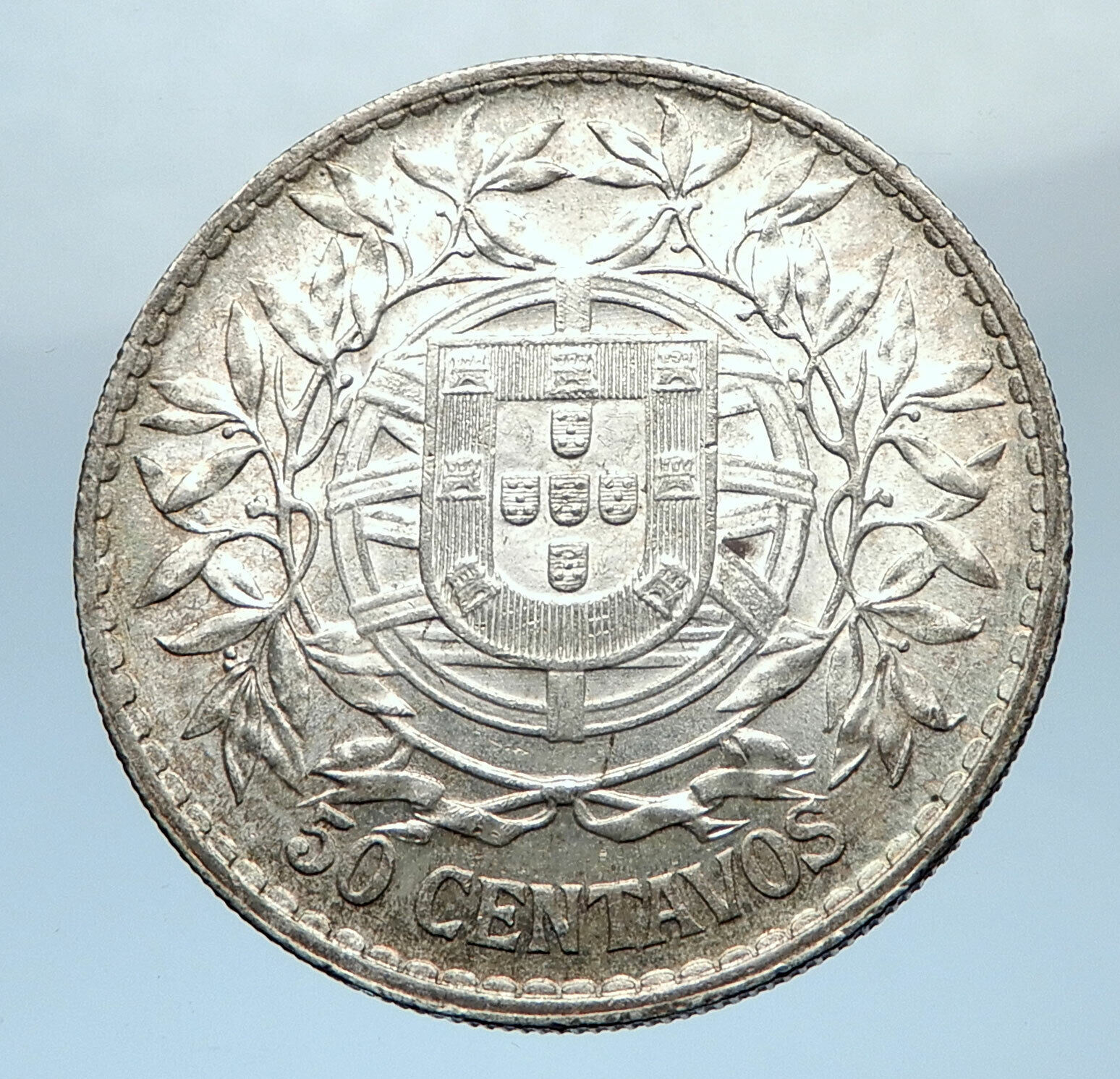 1916 PORTUGAL Antique BIG Silver 50 Centavos PORTUGUESE Coin w LIBERTY i73780