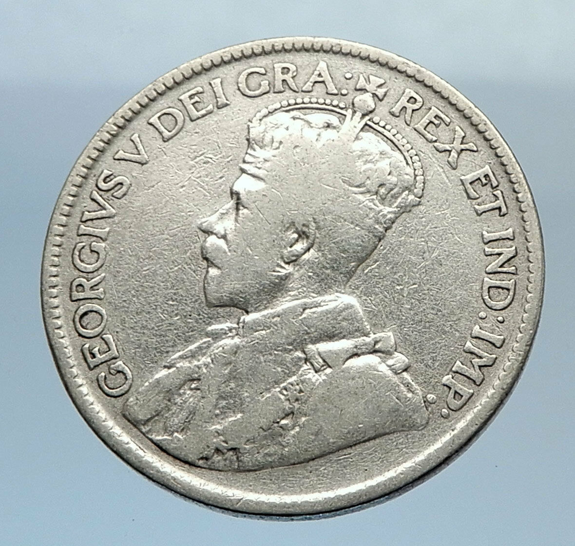 1919 CANADA SILVER 25 CENTS UK King George V Newfoundland Antique Coin i71660