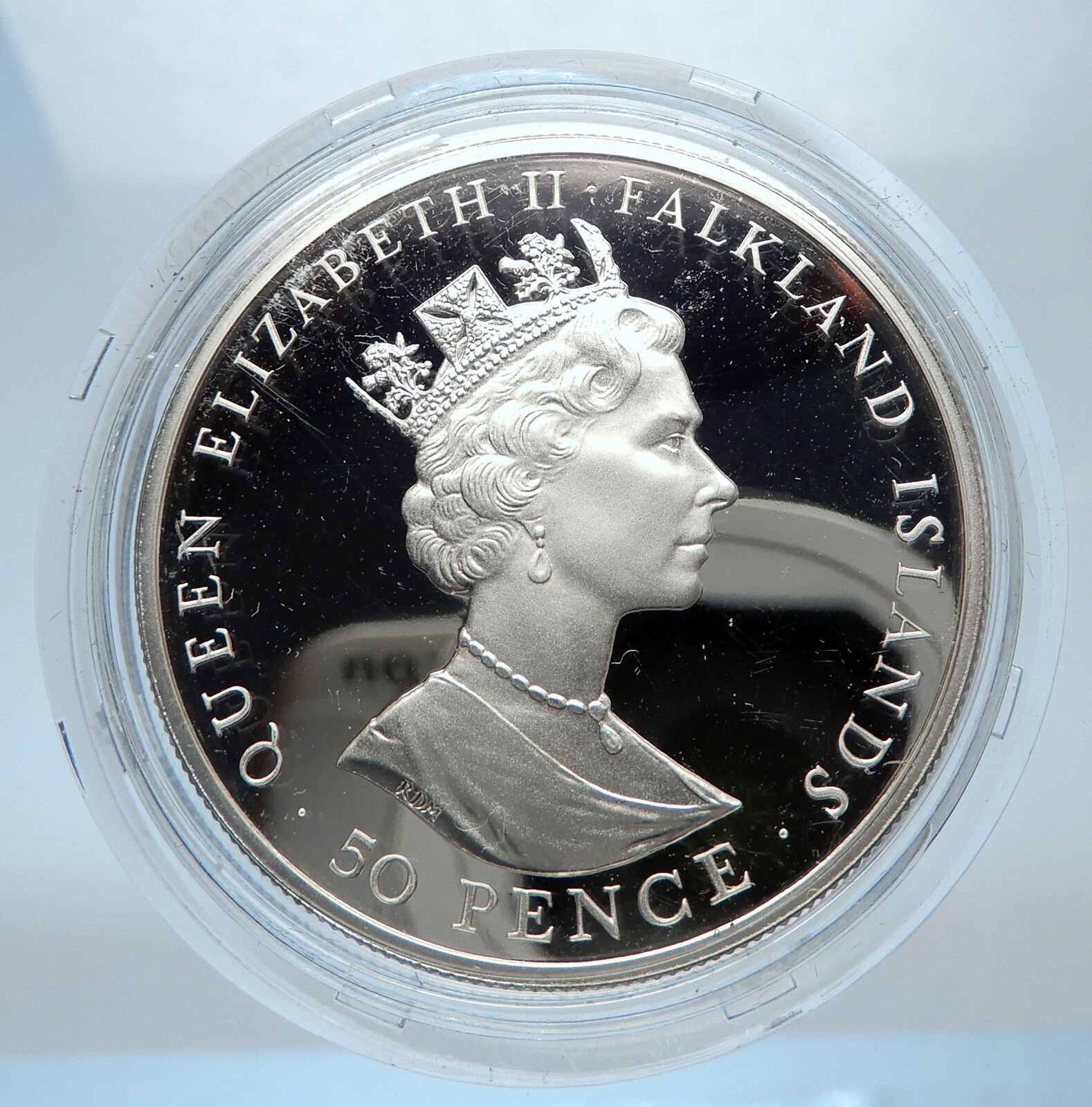 1992 FALKLAND ISLANDS Elizabeth II 40th Anniversary Silver 50 Pence Coin i72467