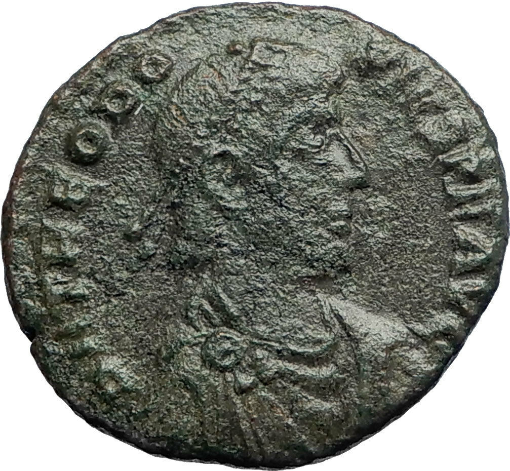 THEODOSIUS I the Great w kneeling woman AE2 Ancient Roman Coin i74210