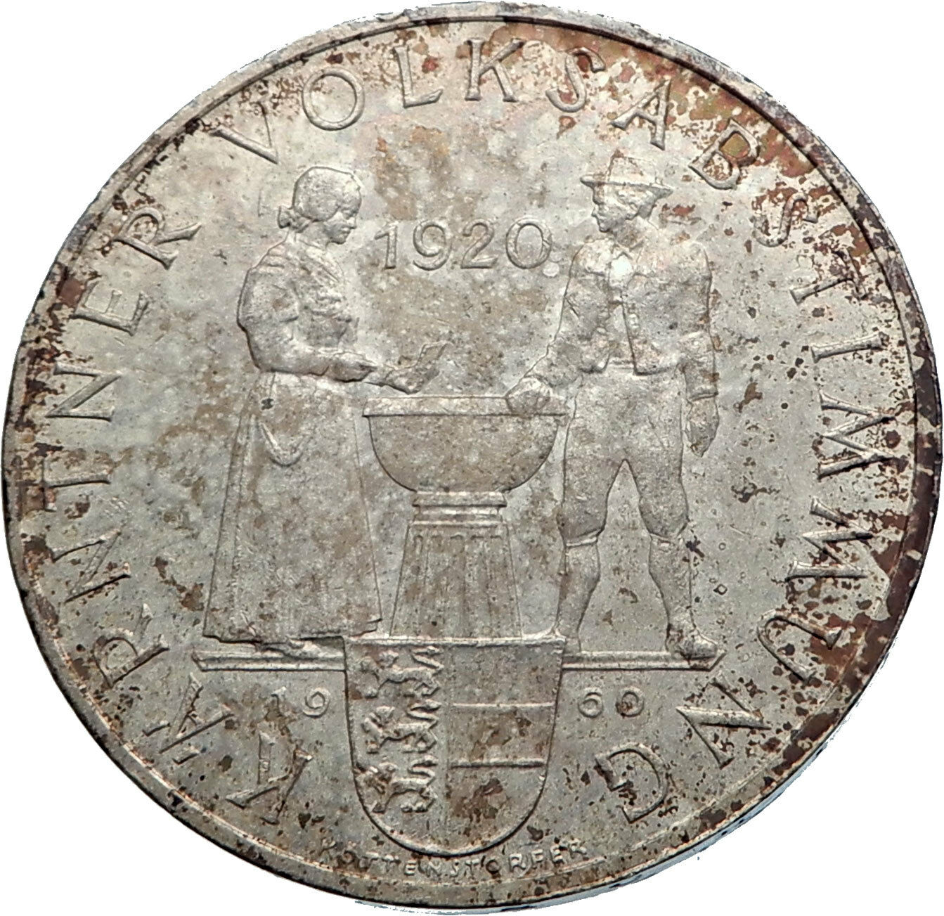 1960 AUSTRIA Carinthian Plebiscite 40th Antique Silver 25 Schilling Coin i72037