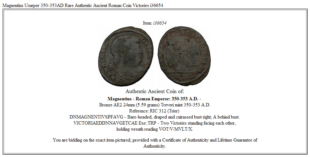 Magnentius Usurper 350-353AD Rare Authentic Ancient Roman Coin Victories i36654