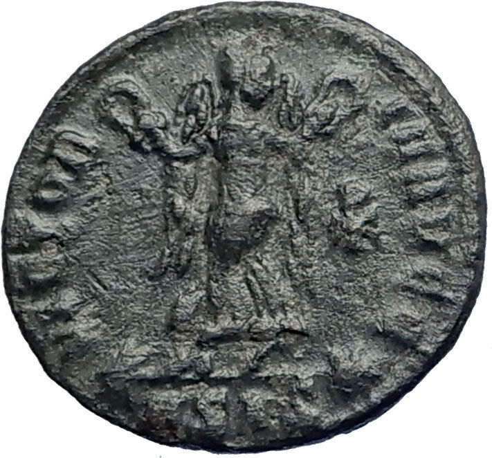 CONSTANS Authentic Ancient 347AD Victory CHI-RHO CHRISTIAN SYM Roman Coin i74212