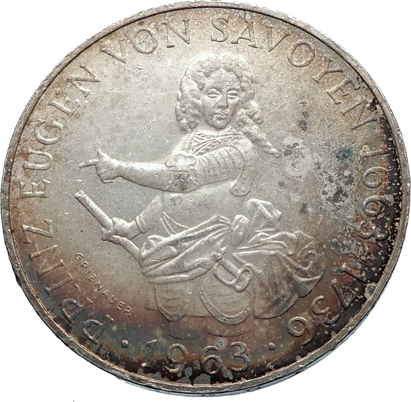 1963 AUSTRIA with Prince Eugen Antique Silver 25 Schilling Austrian Coin i72014