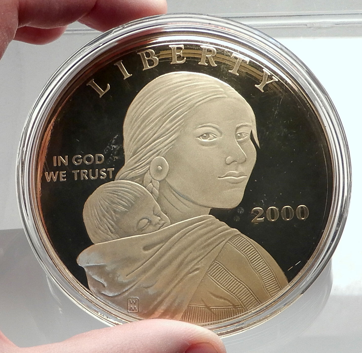 2000 US HUGE 8.6cm 4oz SILVER Gold-plated Medallion SACAGAWEA like Coin i74050