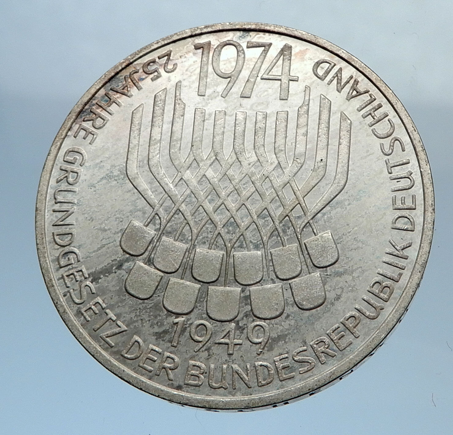 1974 F Proof GERMANY w German Federal Constitution Law Silver 5 Mark Coin i71976