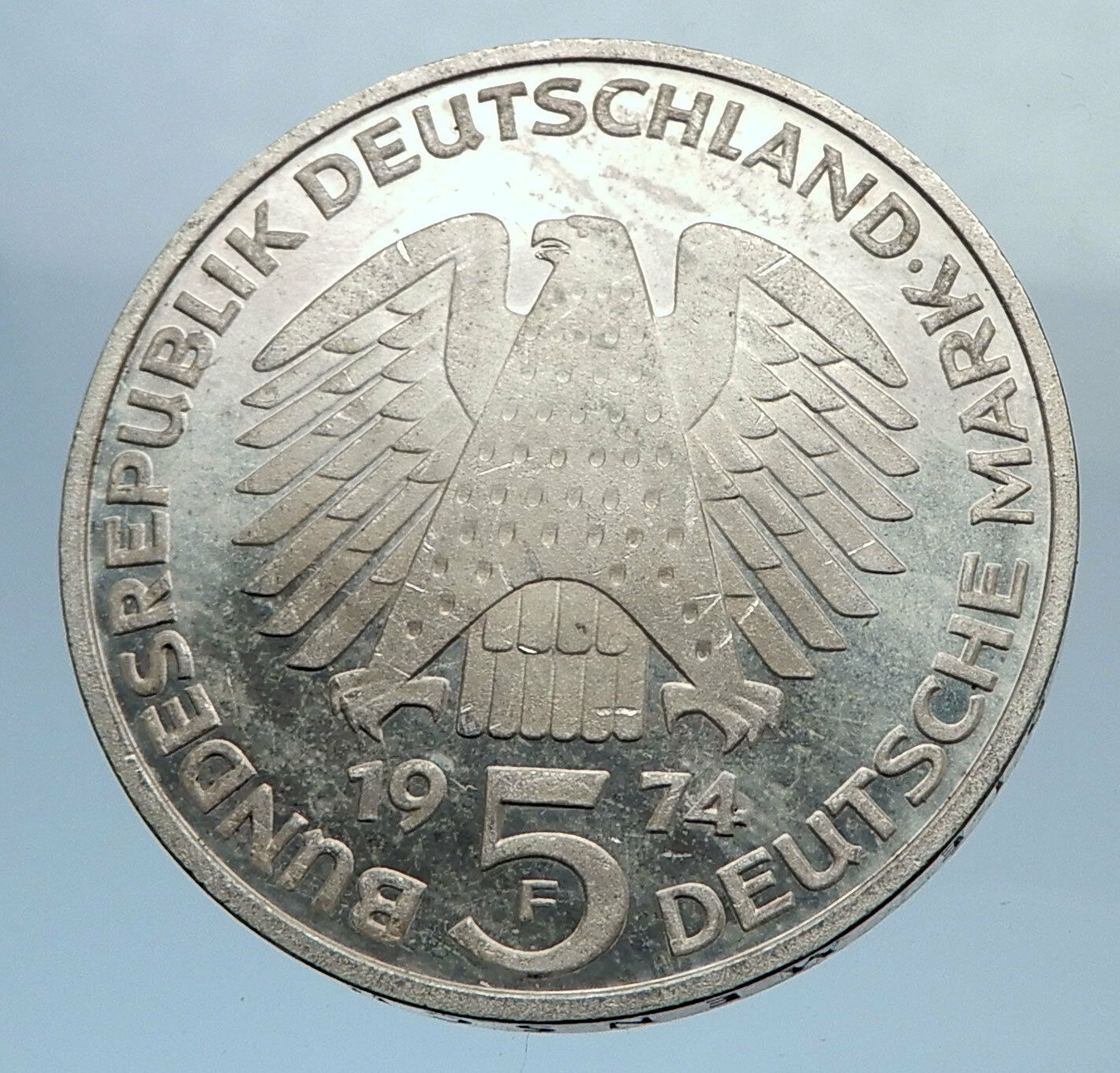 1974 F Proof GERMANY w German Federal Constitution Law Silver 5 Mark Coin i71976