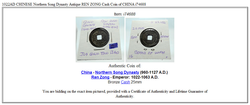 1022AD CHINESE Northern Song Dynasty Antique REN ZONG Cash Coin of CHINA i74688