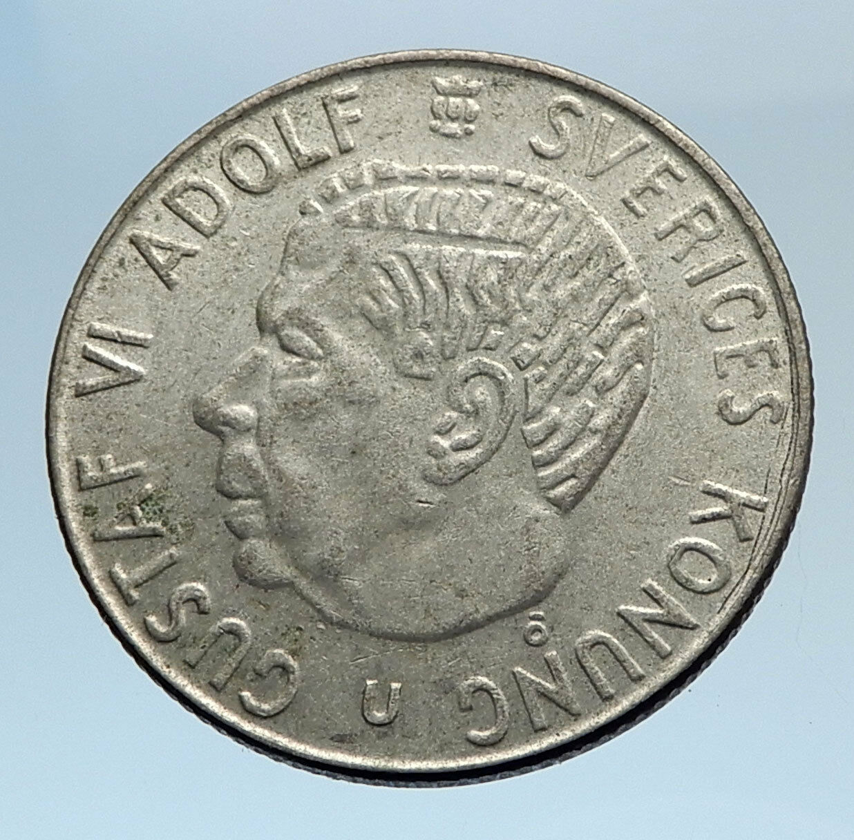 1968 Sweden GUSTAF VI Silver Krona Crowned ARMS Antique Vintage Coin i74285