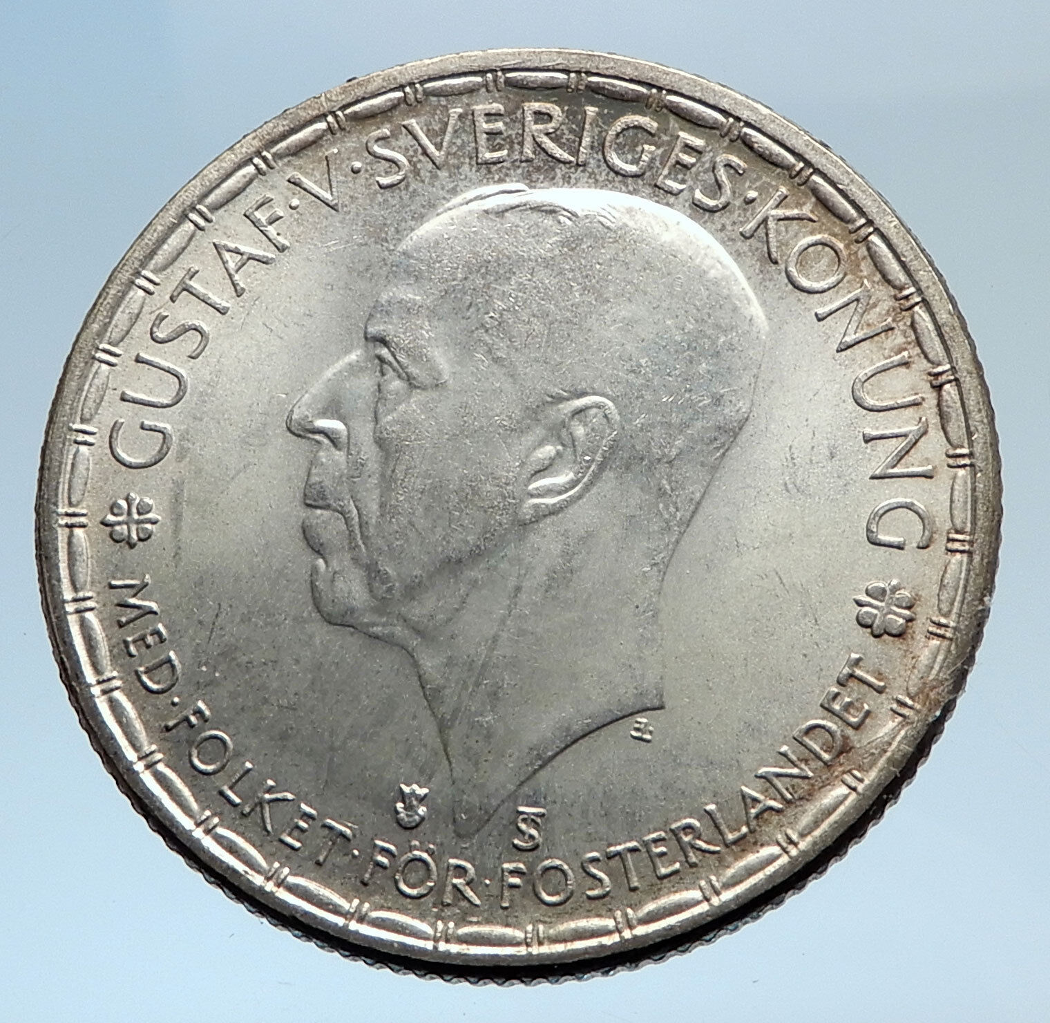 1948 SWEDEN Antique Silver 2 Kronor w KING Gustav V SWEDISH Vintage Coin i74301