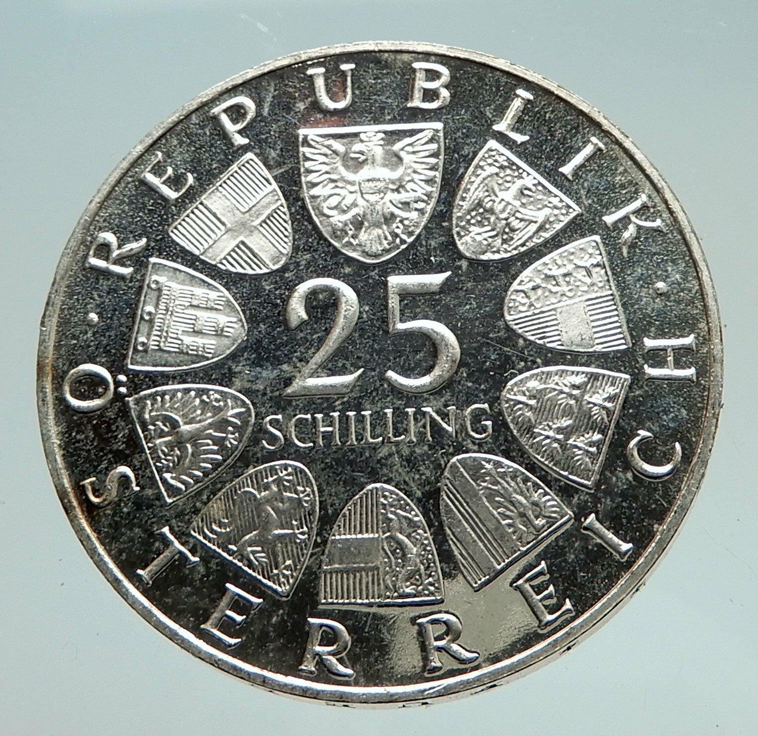 1964 AUSTRIA with Writer Franz Grillparzer Proof Silver 25 Schilling Coin i74746