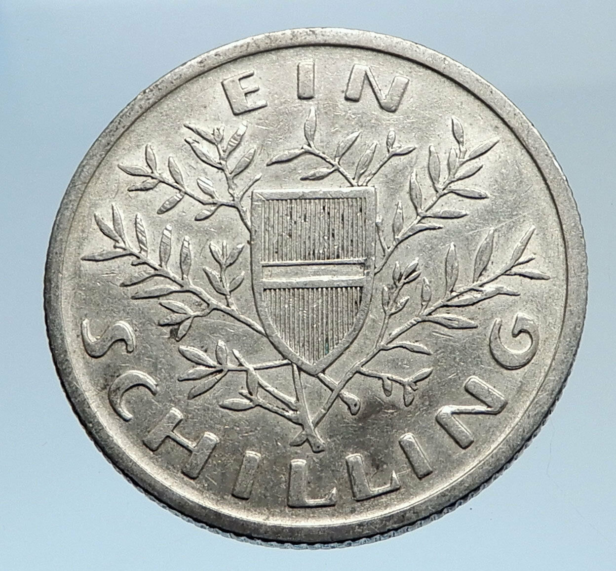 1925 AUSTRIA Parliament in Vienna Edelweiss Antique Silver Shilling Coin i74284