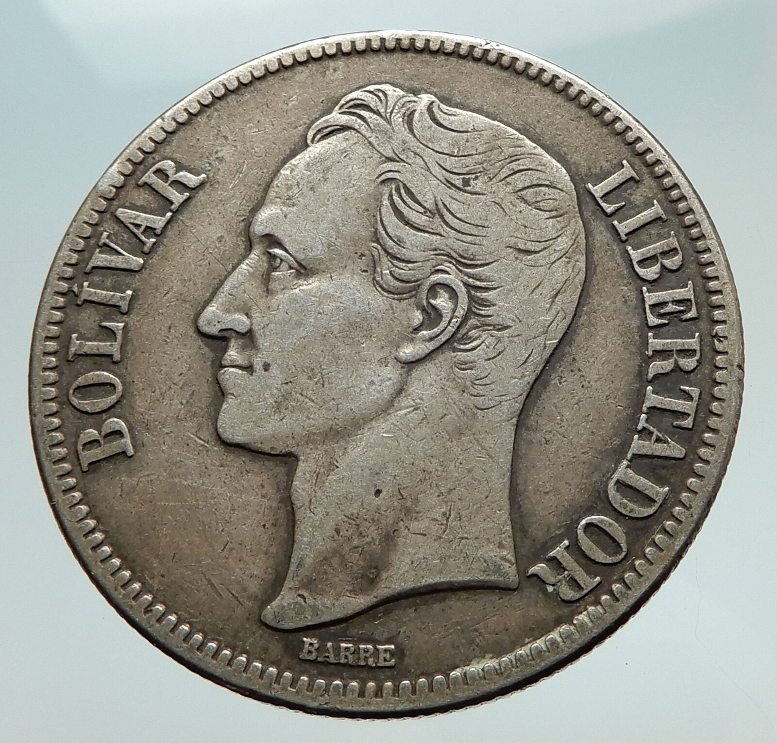 1929 Freemason President Simon Bolivar VENEZUELA Founder Silver Coin i74752