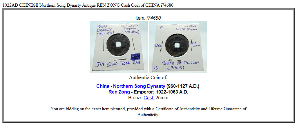 1022AD CHINESE Northern Song Dynasty Antique REN ZONG Cash Coin of CHINA i74680