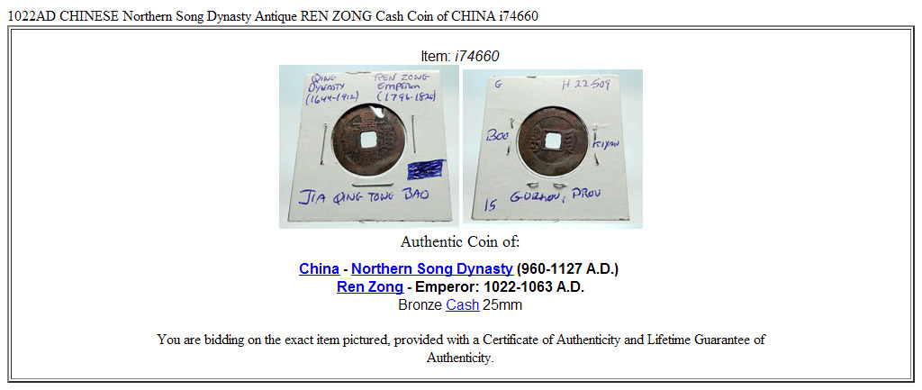 1022AD CHINESE Northern Song Dynasty Antique REN ZONG Cash Coin of CHINA i74660