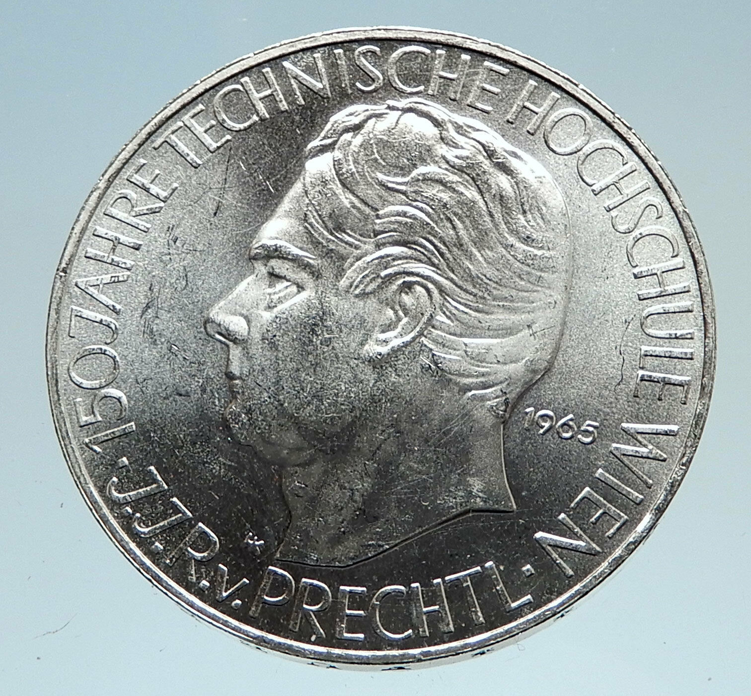 1965 AUSTRIA Vienna Tech School J J von Prechtl Silver 25 Schilling Coin i75132