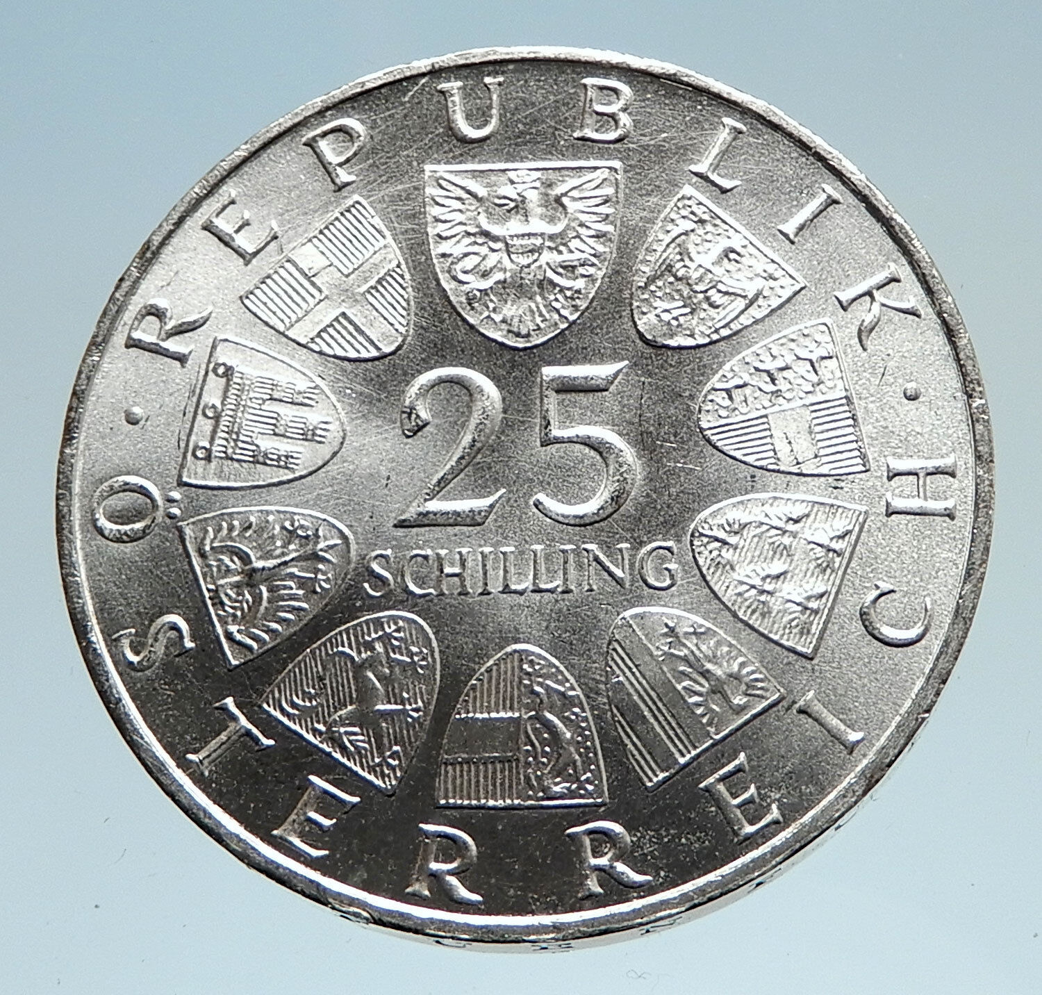 1965 AUSTRIA Vienna Tech School J J von Prechtl Silver 25 Schilling Coin i75132