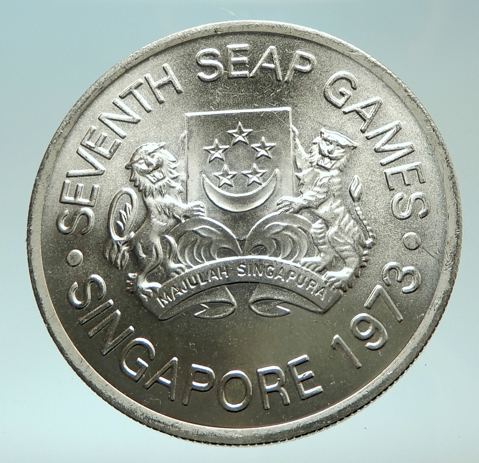 1973 SINGAPORE Southeast Asia Games SEAP Genuine Silver $10 CHINESE Coin i75972