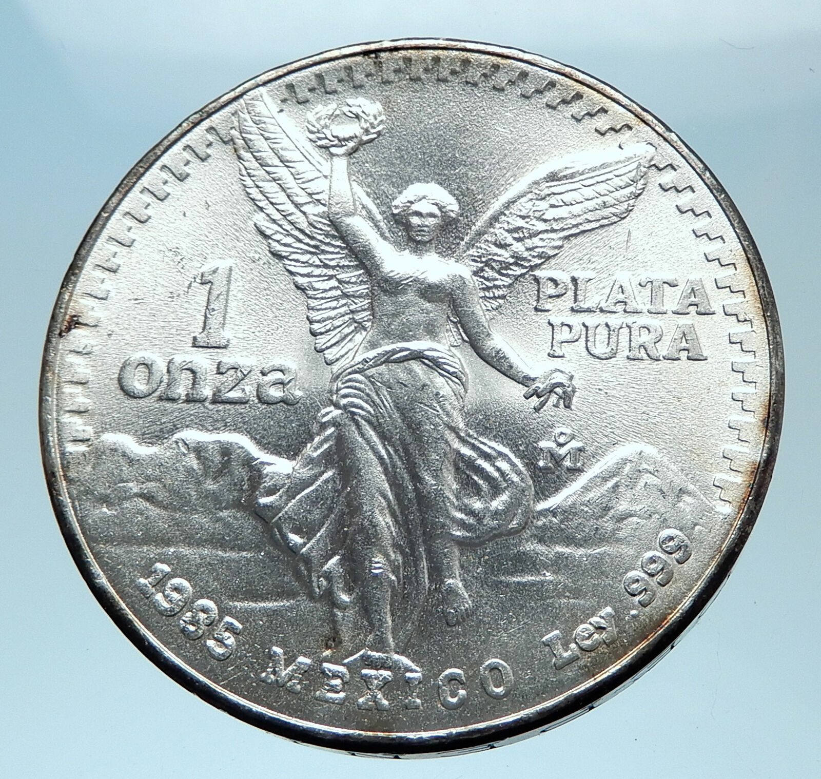 1984 MEXICO Large 3.6cm ONZA VICTORY EAGLE Troy Silver Ounce Mexican Coin i77941