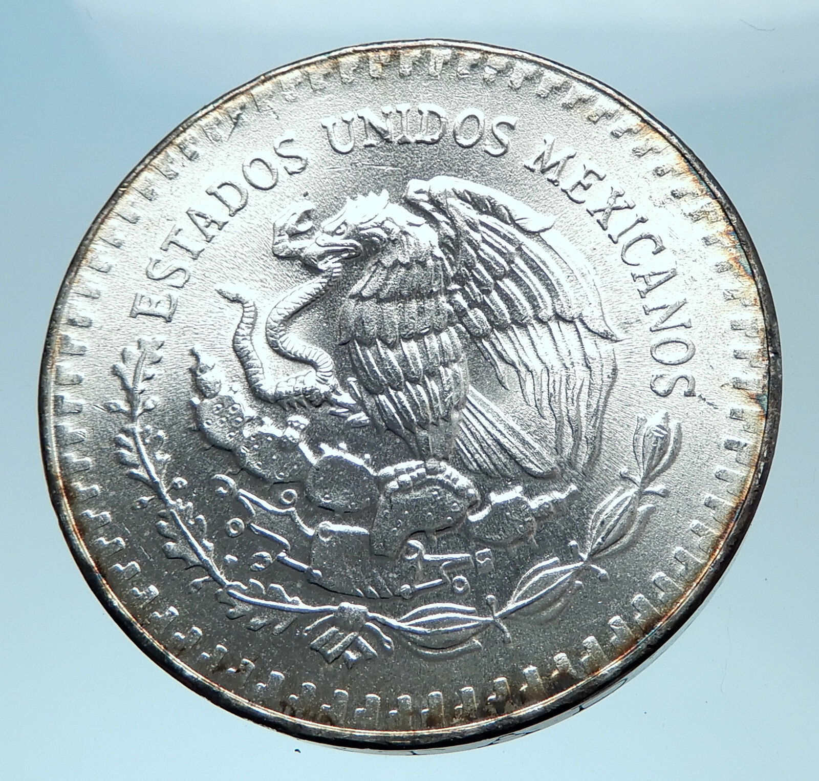 1984 MEXICO Large 3.6cm ONZA VICTORY EAGLE Troy Silver Ounce Mexican Coin i77941