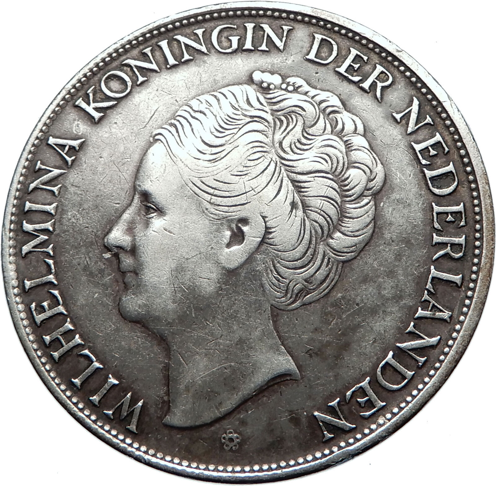 1944 CURACAO Netherlands Kingdom Queen WILHELMINA Silver 2.5 Gulden Coin i73810