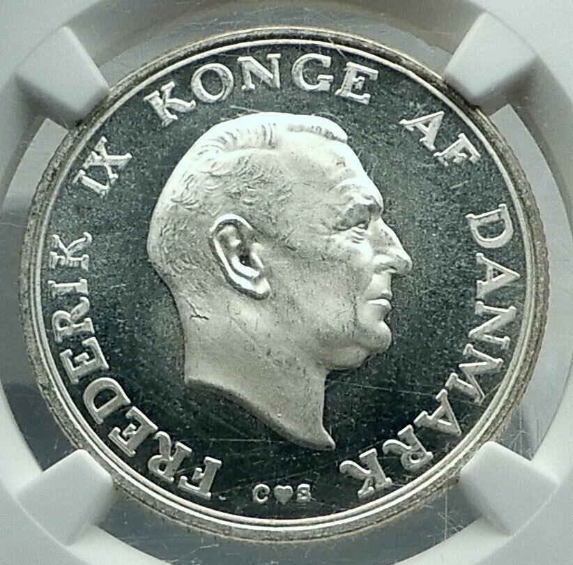 1958 DENMARK Frederick IX Princess Margrethe Genuine Silver 2 Kr Coin NGC i78716