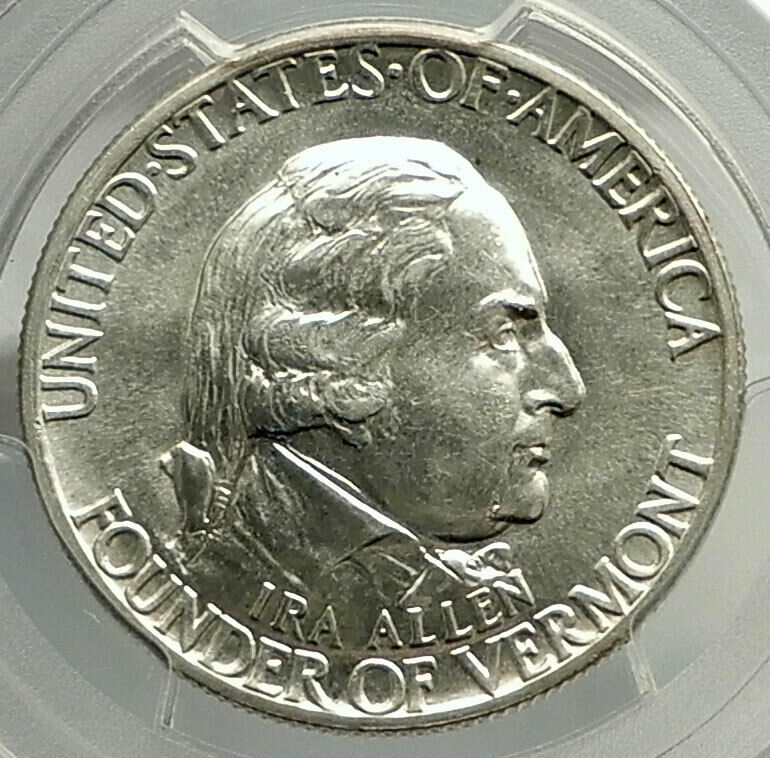 1927 VERMON Founder IRA ALLEN Commemorative Silver Half Dollar Coin PCGS i76450