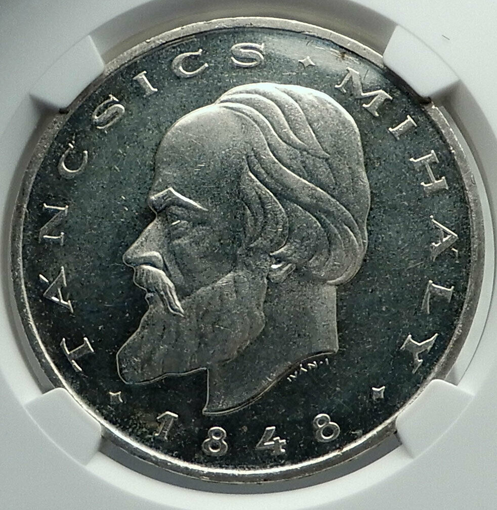 1948 BP HUNGARY Mihaly Tancsics Revolution Genuine Silver 20F Coin NGC i79817