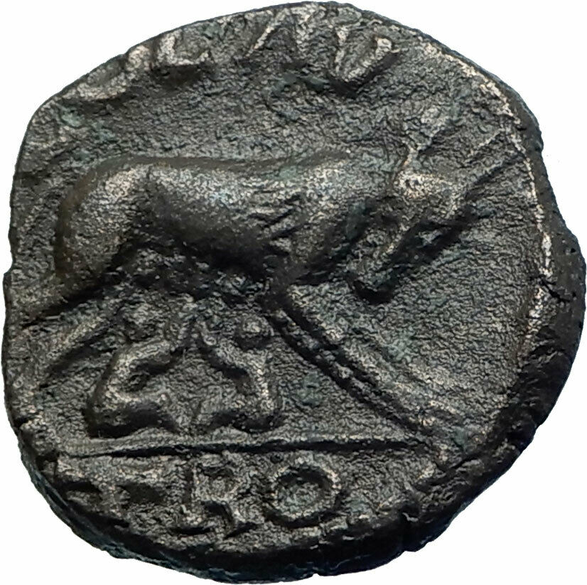 GALLIENUS Ancient Alexandria Troas WOLF ROMULUS REMUS Twins Roman Coin i78559