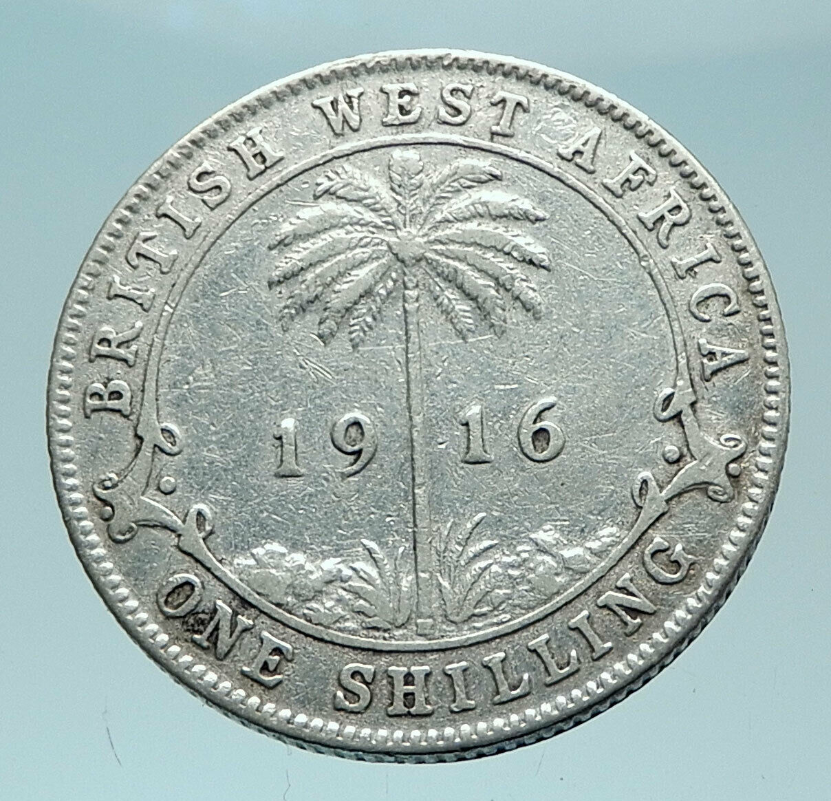 1916 British WEST AFRICA UK King George V Genuine Silver Shilling Coin i79005