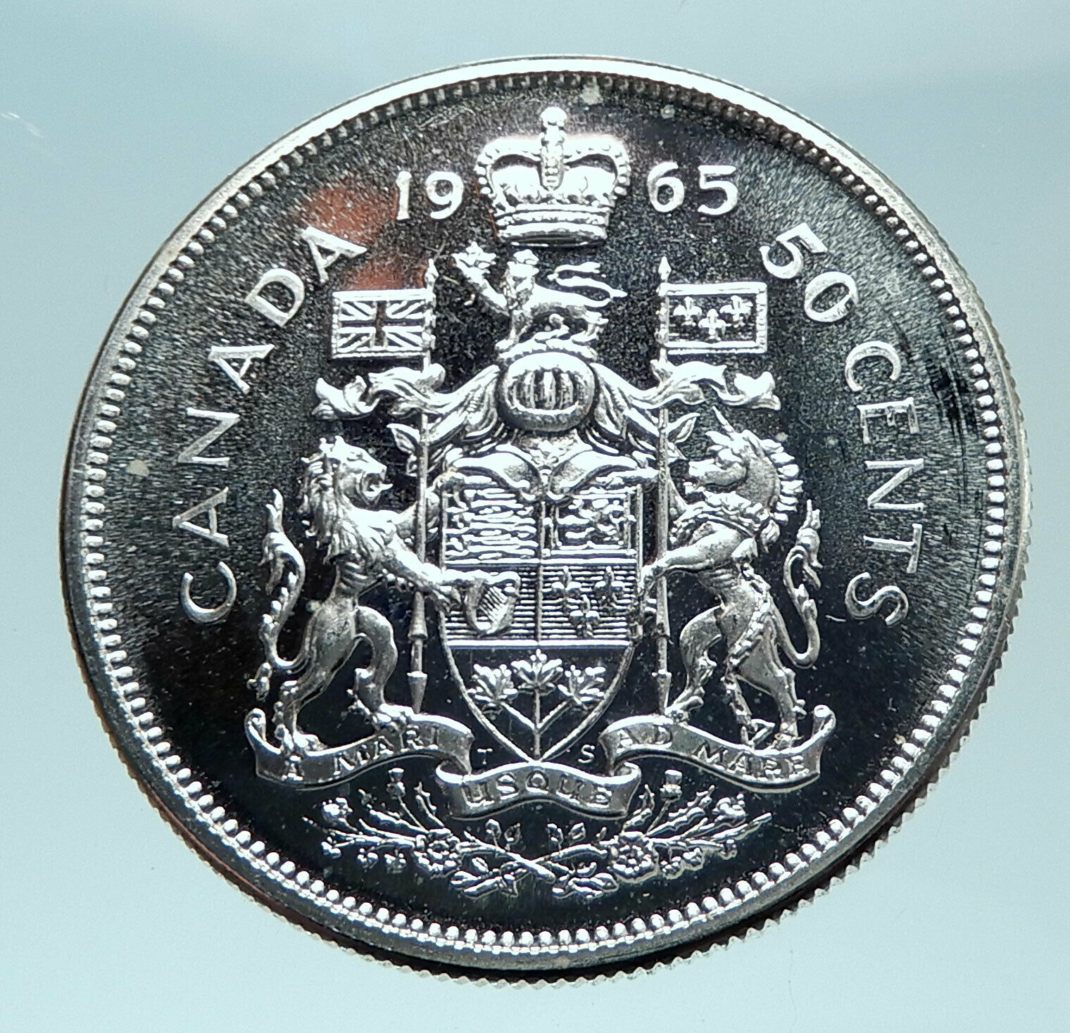 1965 CANADA UK Queen ELIZABETH II Unicorn Old Silver 50 Cents Coin i79002