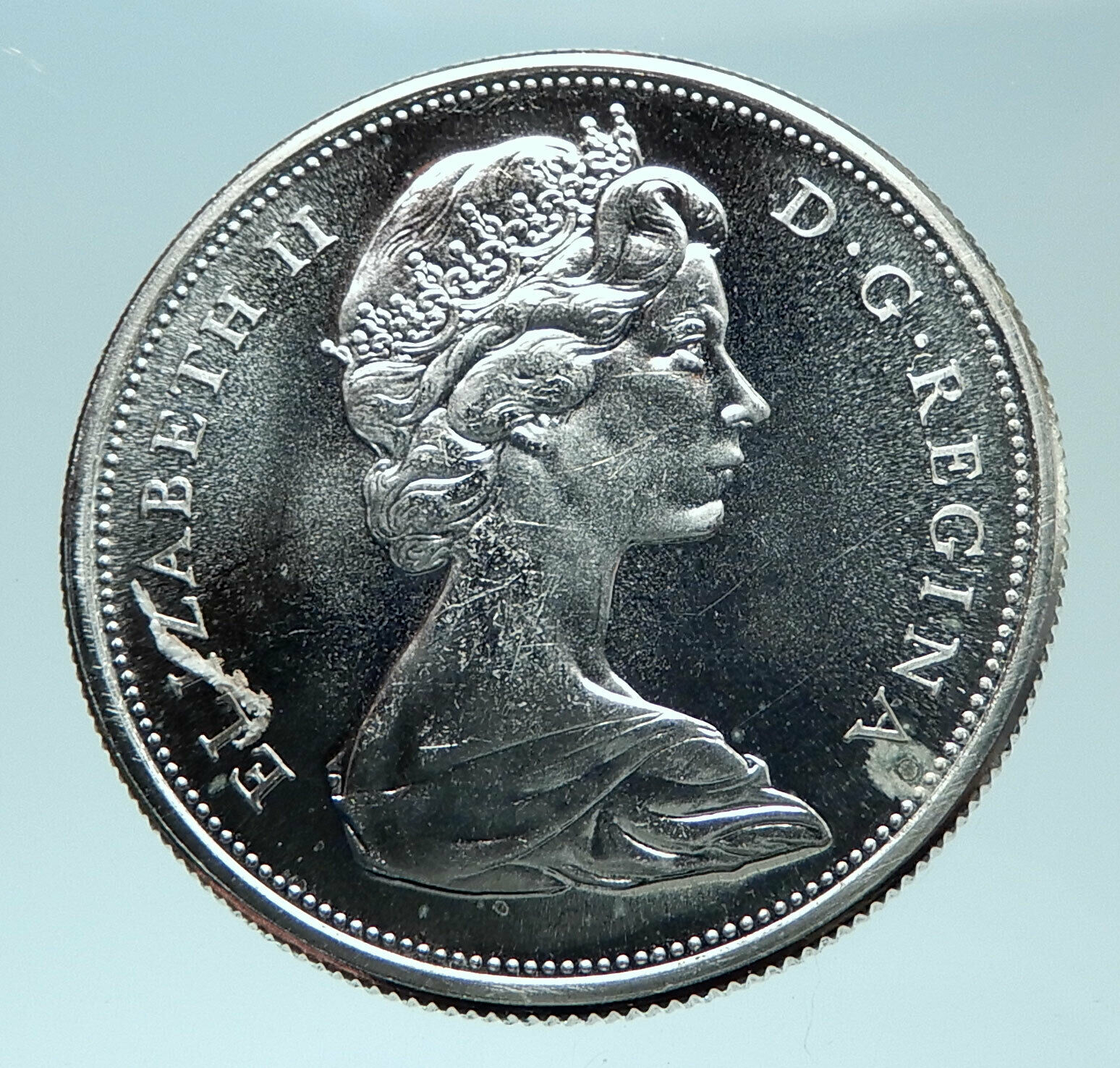 1965 CANADA UK Queen ELIZABETH II Unicorn Old Silver 50 Cents Coin i79002