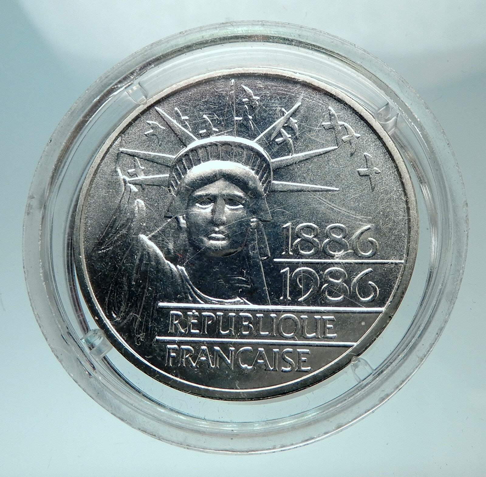 1986 FRANCE Gifts Statue of Liberty to US Huge Genuine Silver French Coin i80711