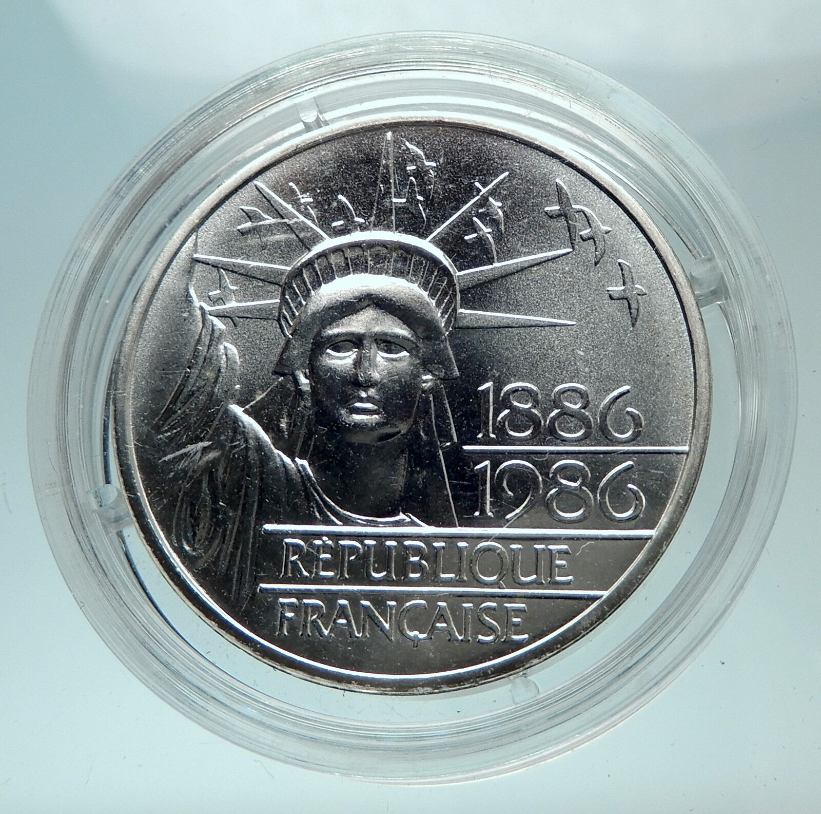 1986 FRANCE Gifts Statue of Liberty to US Huge Genuine Silver French Coin i80704