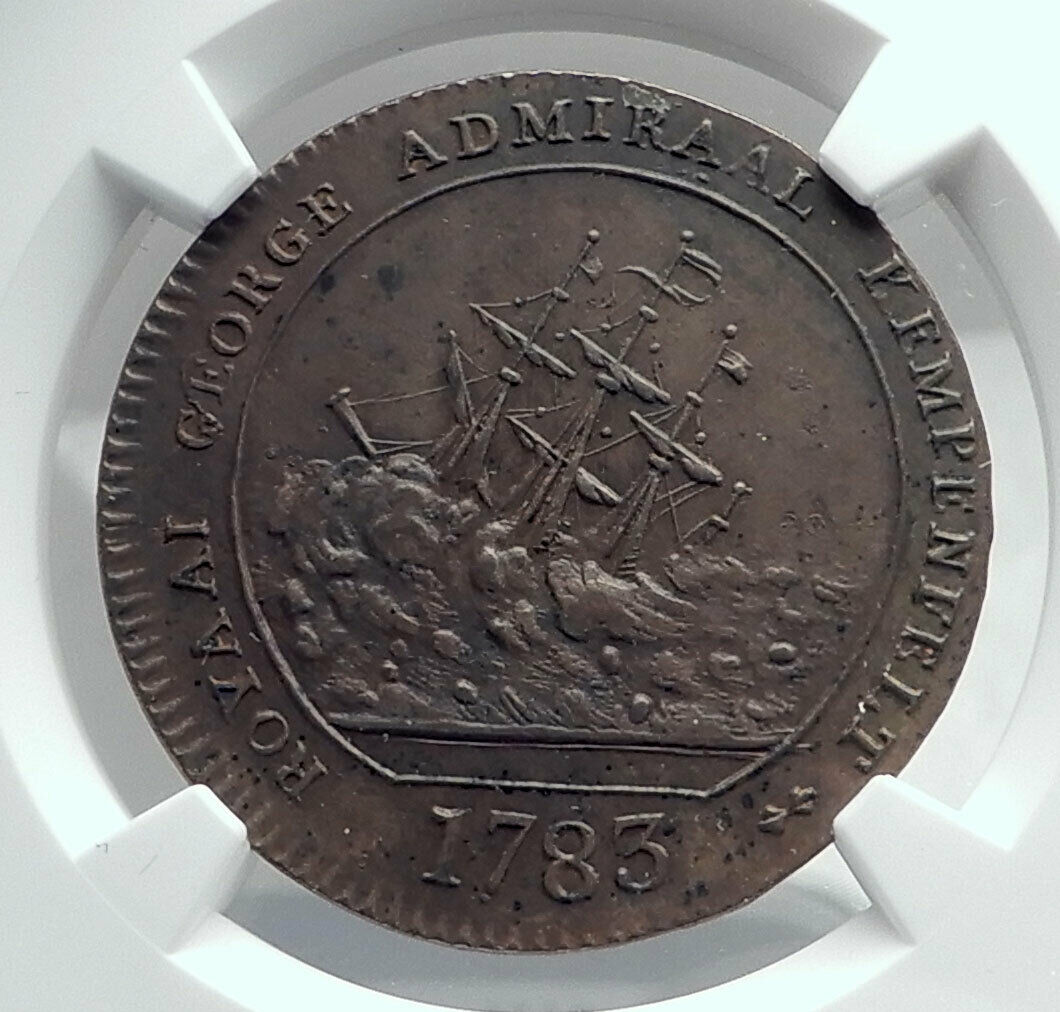 1783 GREAT BRITAIN George III BLOCKADE of GIBRALTAR Ships Medal NGC i81195