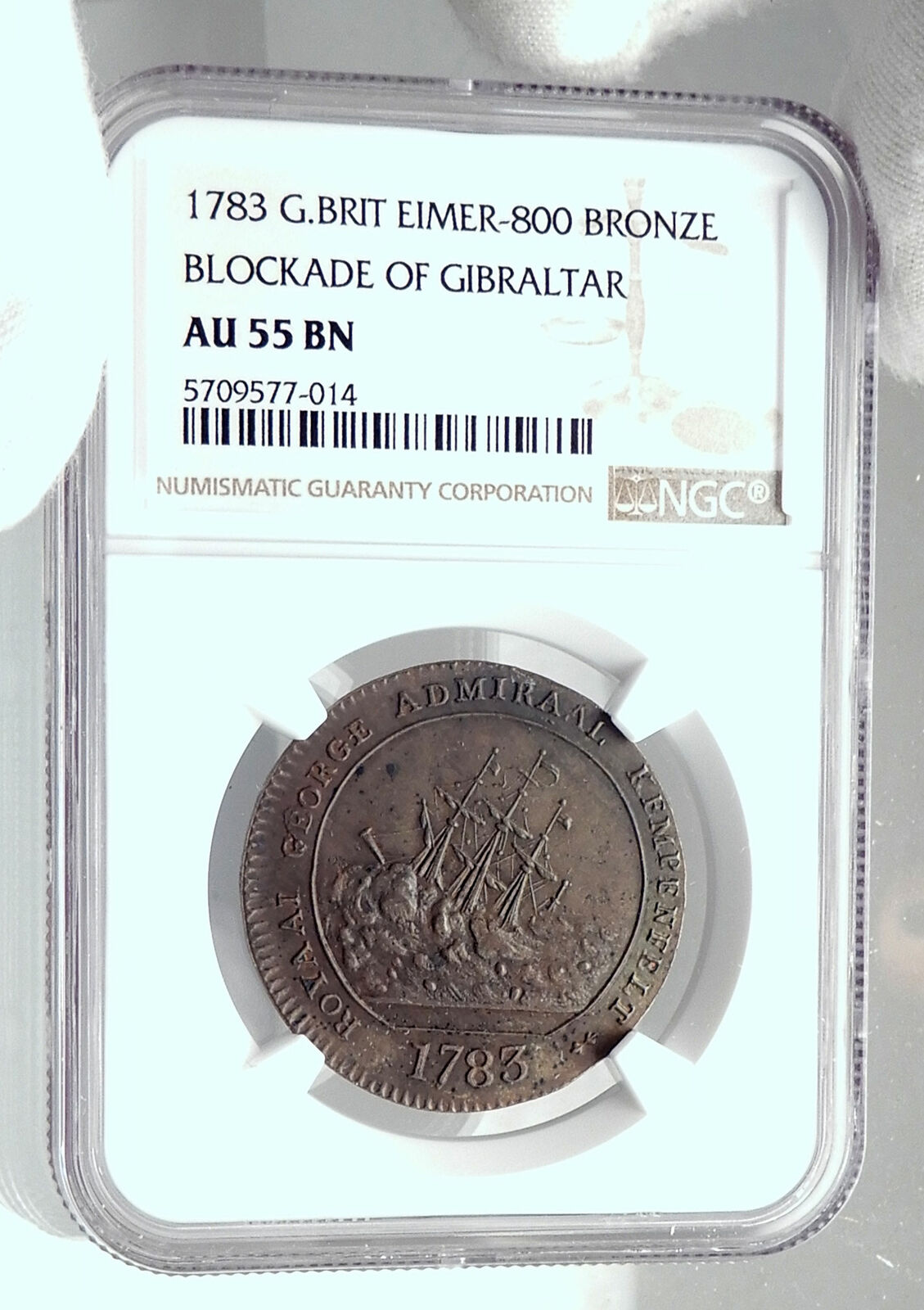 1783 GREAT BRITAIN George III BLOCKADE of GIBRALTAR Ships Medal NGC i81195