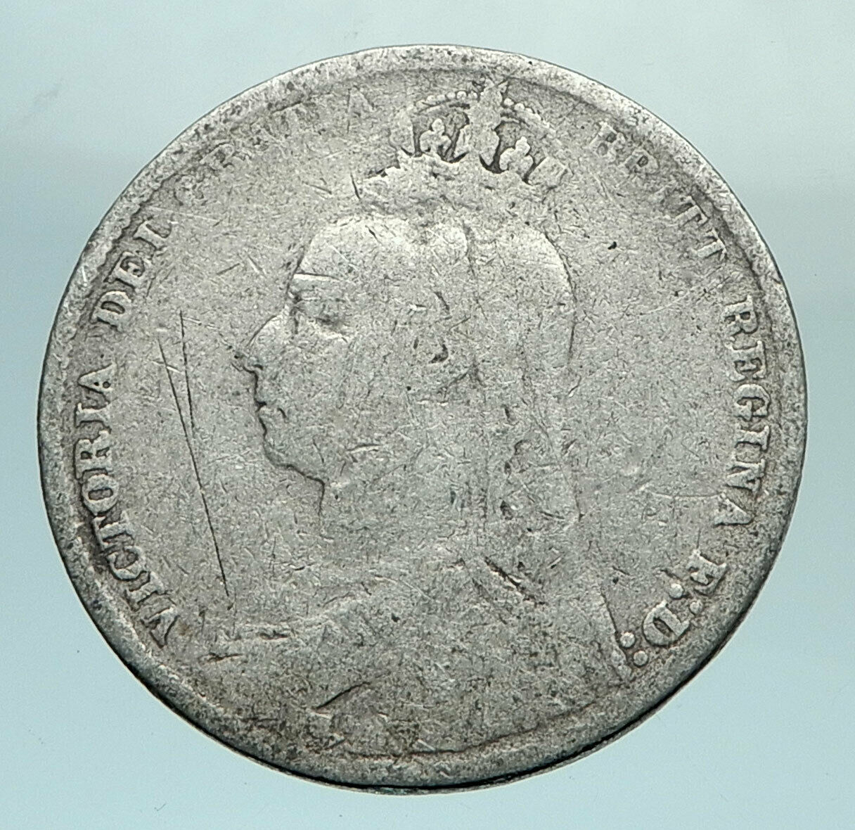 1887 UK Great Britain United Kingdom QUEEN VICTORIA Silver Shilling Coin i79661