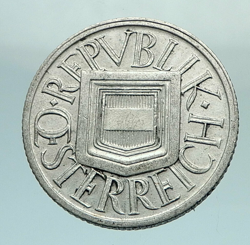 1961 AUSTRIA Box Shield Antique Genuine Silver 1/2 Shilling Austrian Coin i79667