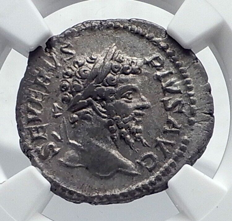 SEPTIMIUS SEVERUS Authentic Ancient 205AD Silver Roman Coin ROMA NGC i81684