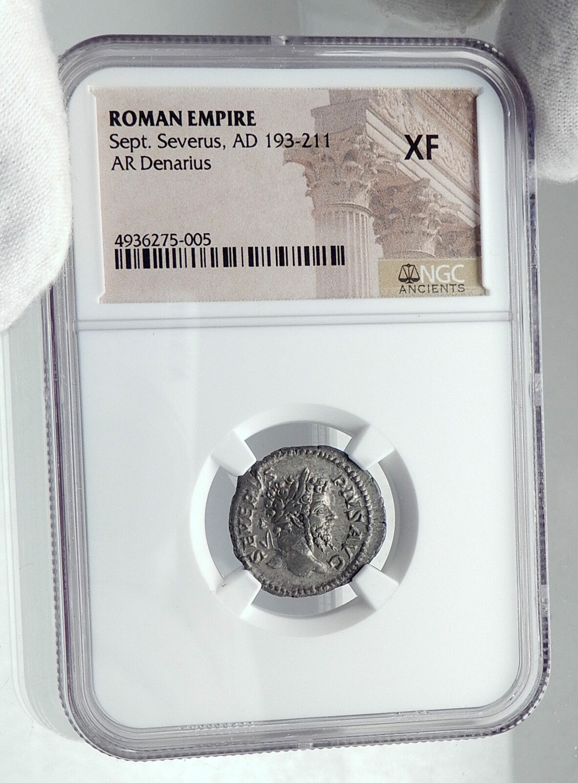 SEPTIMIUS SEVERUS Authentic Ancient 205AD Silver Roman Coin ROMA NGC i81684