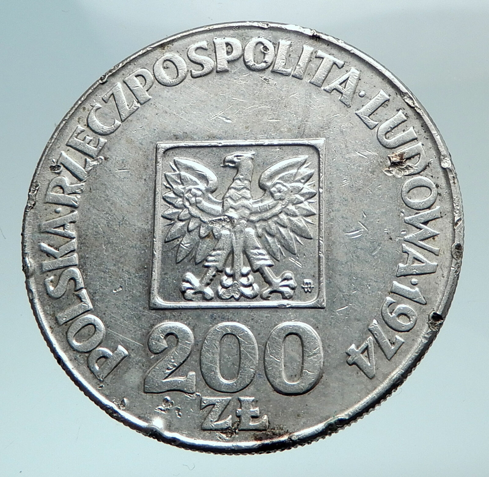 1974 Poland ANNIVERSARY Polish Peoples Republic Genuine Silver 200 Z Coin i81112