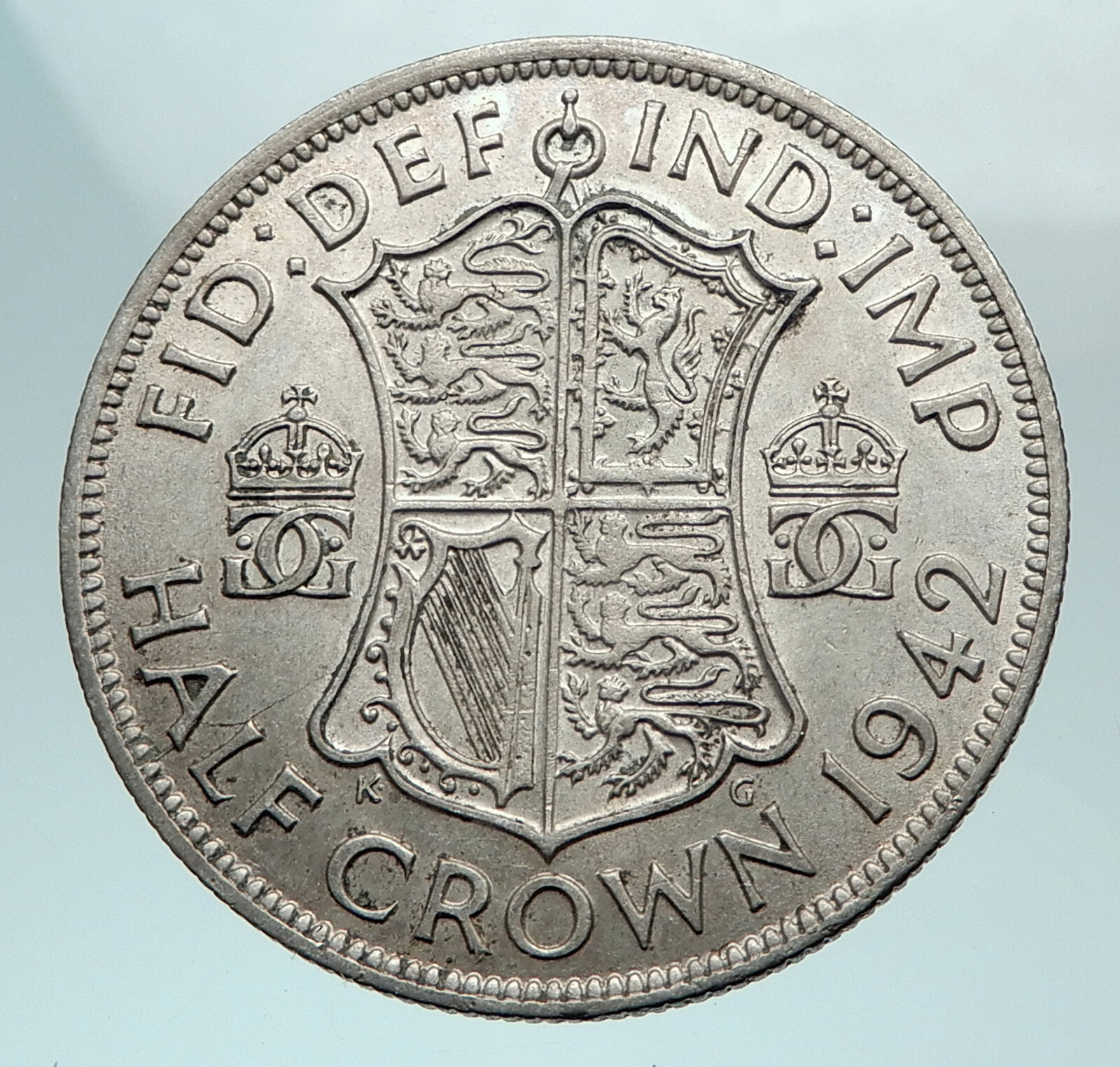 1942 Great Britain United Kingdom UK GEORGE VI Silver Half Crown Coin i81095