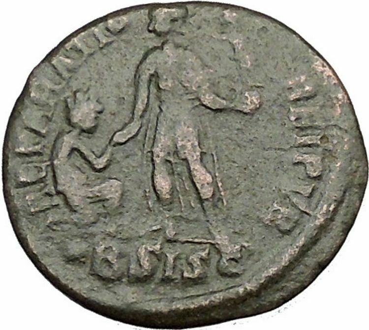 Gratian with kneeling woman & Victory 378AD Rare Ancient Roman Coin i39165