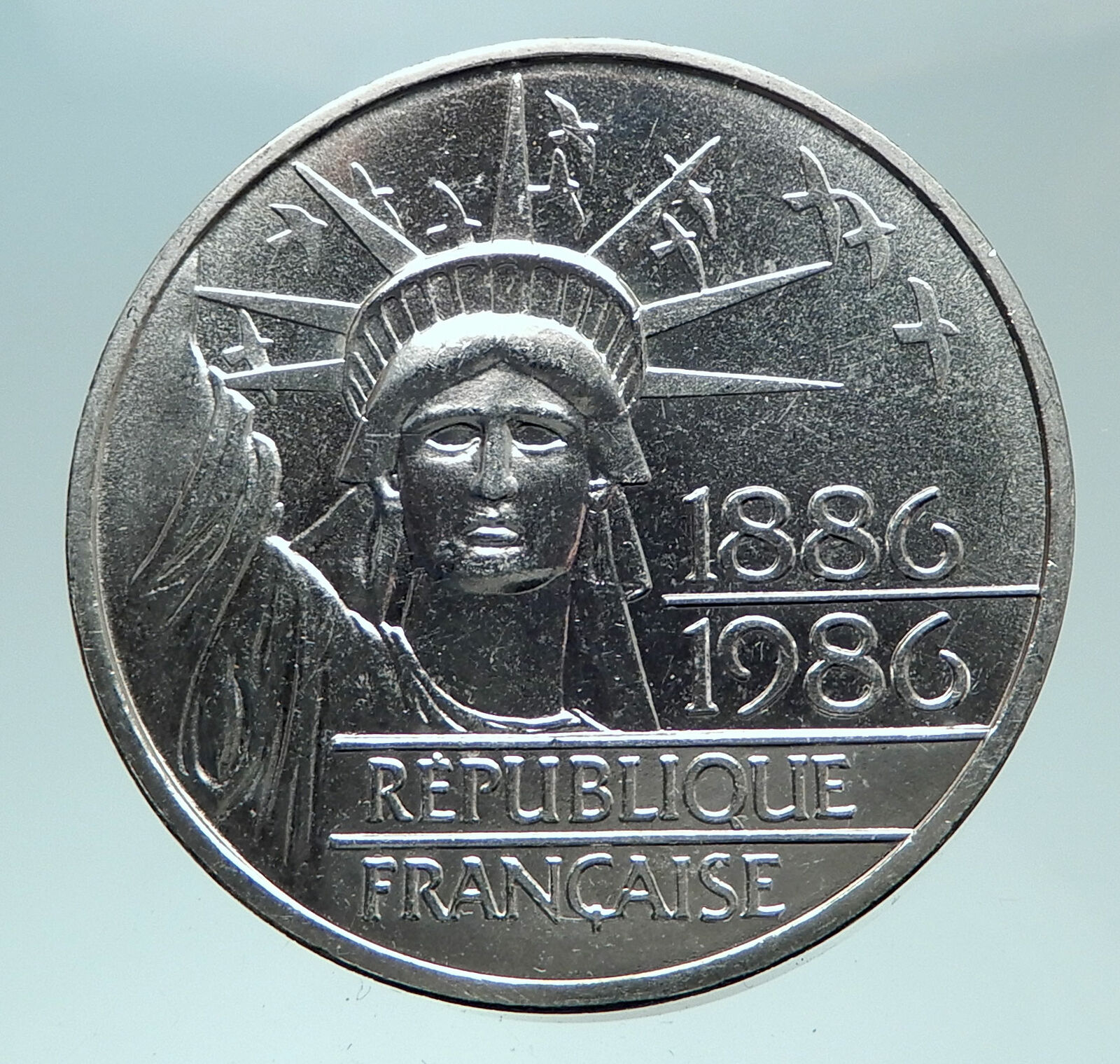 1986 FRANCE Gifts Statue of Liberty to US Huge Genuine Silver French Coin i81951