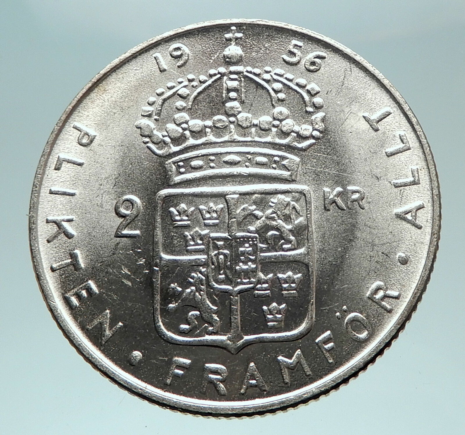 1956 SWEDEN King GUSTAV VI ADOLF 2 Kronor LARGE Silver SWEDISH Coin i81962